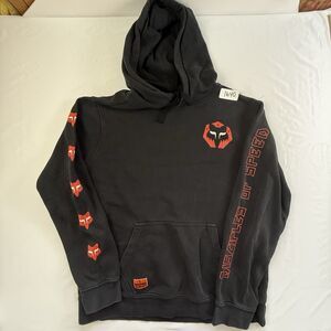 Fox Racing Hoodie Mens M Black Red Desired Of Speed Motocross Pullover Graphic
